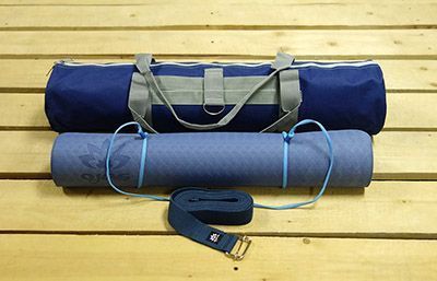 Набор для практики йоги синий, глубокий: коврик, чехол, ремень