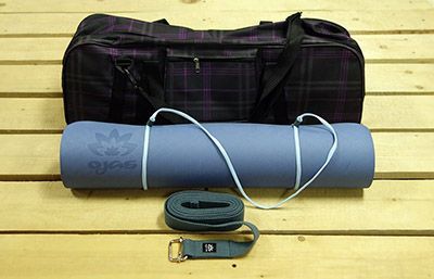 Набор для практики йоги темно-синий: коврик, чехол, ремень